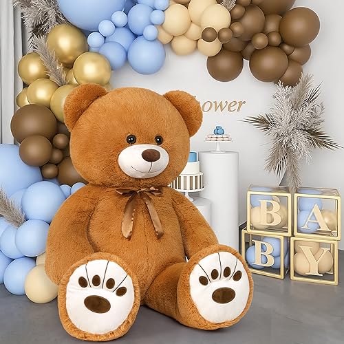 MorisMos XXL Ours en Peluche Geant 124cm, Marron Nounours Géant, Kawaii Peluche Géante Animaux en Peluche Grosse Jouet Grand Teddy Bear Cadeau pour Enfant Noël Anniversaire Deco – Image 5