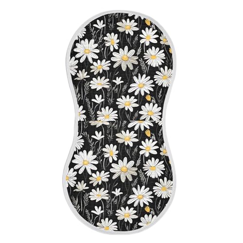 xigua Black Daisy Pattern Baby Burp Cloths for Newborn Boys and Girls 1 Pack, Soft & Absorbent Cotton Baby Burp Cloth, Baby Washcloths, Newborn Towel, Burp Rags