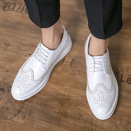 Single Season Oxford Dress Shoes for Men Lace Up Brogue Embossed Wing Tip Round Toe PU Leather Non Slip Low Top Rubber Sole Anti-Slip Wedding Very Popular Among Young People2