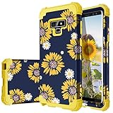 Galaxy Note 9 Case, Samsung Galaxy Note 9 Case, Fingic Sunflower 3 in 1 Heavy Duty Hard PC & Soft Silicone Hybrid Shockproof Rugged Bumper Protective Phone Case for Samsung Galaxy Note 9 (2018),Yellow