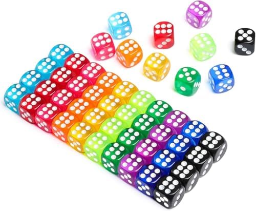 50 Pieces Colored 6 Sided 14mm Dice with White Color Pips for Board Games, Teaching, Learning, Rolling, Group Event, 10 image 2