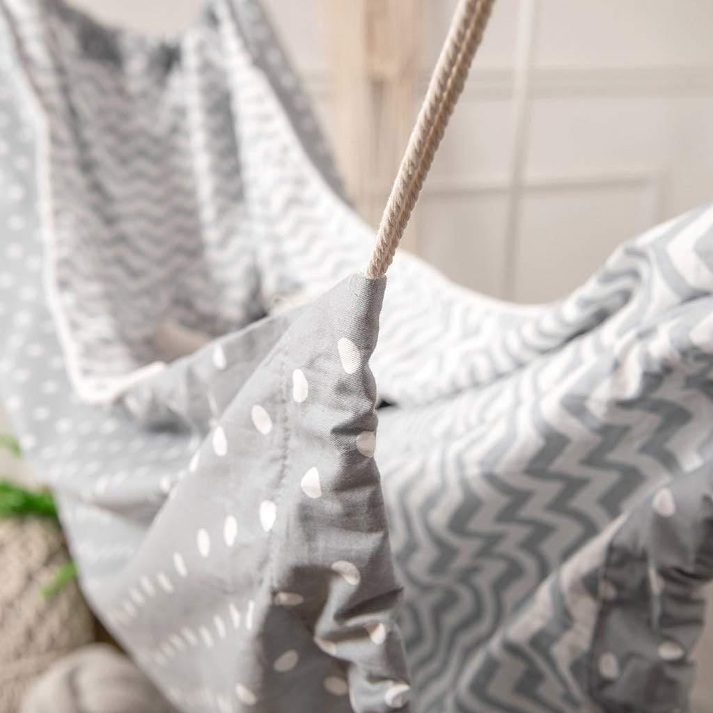Baby Hammock Swing Kids Cotton Cloth Bag Chair Baby Room Home Decor Indoor Outdoor Hanging Basket Hammock Chair for Bedroom, Grey - 100x125cm