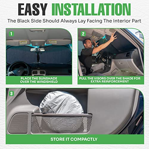 Lebogner Rv Windshield Sun Shade, Xx-Large 51” X 102” Foldable Sunshades For Truck Protects From Uv Rays & Heat, Durable 240T Material Sun Shield With Storage Pouch, Automotive Interior Sun Protection #TOP6