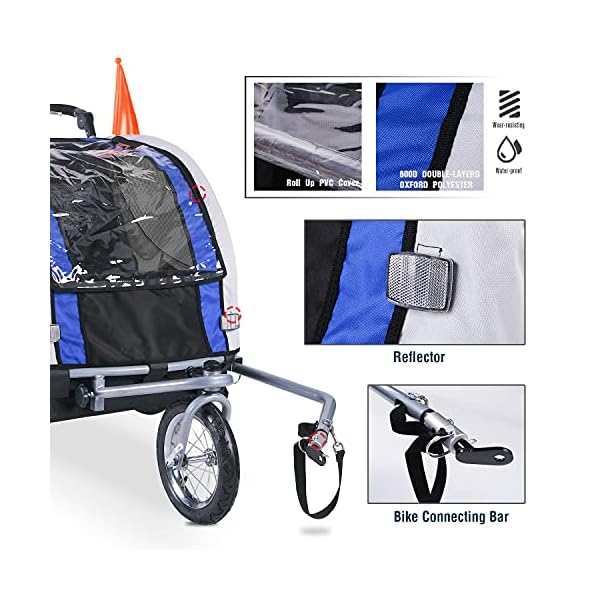 Drehbar Kinderanhänger 2 in 1 Fahrradanhänger für Kinder Jogger – Bild 6