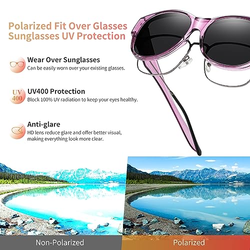 Image of GEGURI Polarized Sunglasses Fit Over Glasses for Men Women, Oversized Square Sun Glasses UV400 Protection Shades
