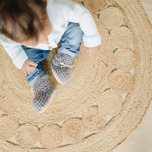 Knitted Baby Moccasin Booties, Winter Crochet Fleece-Style Slipper Shoes with Anti-Slip Rubber Soles, Essential Gifts for Girl & Boy Babies3