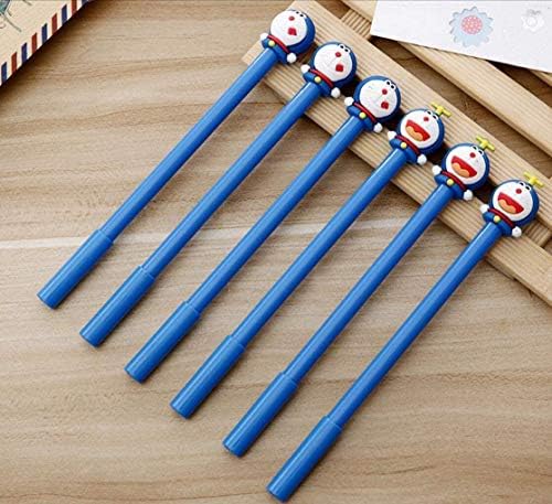Thedmhom 14 Pcs 2018 New Cute Kawaii Cartoon Anime Happy Blue Smile Robot Jingle Cat Roller Ball Gel Pen with 0.5mm Point Black Ink Pens Ballpoint Stationery Prizes Office School Student Kids Toy Gift