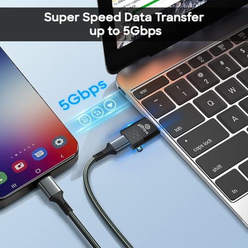 Image of pTron Nexo USB Type C Female to USB 3.0 Male OTG Adapter, 5 Gbps High Speed Data Transfer, Compatible with Laptops /Tablets /Smartphones /Chargers, Sleek & Compact Design & Metal Alloy Build (Obsidian)