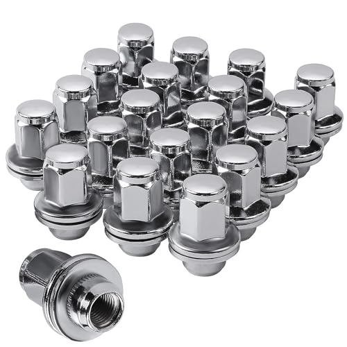 Image of M14X1.5mm Wheel Lug Nuts Chrome - 14x1.5mm, 1.80 Inch 7 /8 22mm Hex Mag Washer Compatible With Toyota Lexus Vehicle Tundra Sequoia Land Cruiser LX LX470 LX570 Replace# 611-277 90942-01103 (20PCS)