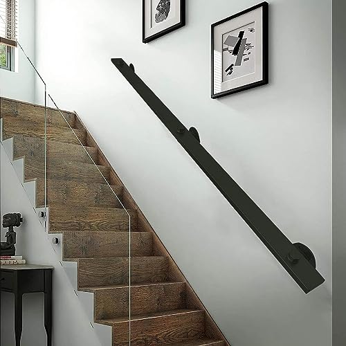 Rampe d'escalier contre les chutes avec fixation murale en fer forgé de 7 pi