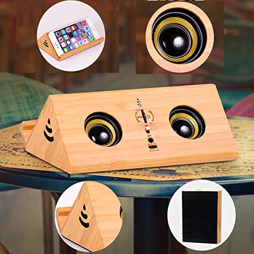 Enceinte rétro bois et mini caisson de basse stéréo 360 pour smartphone