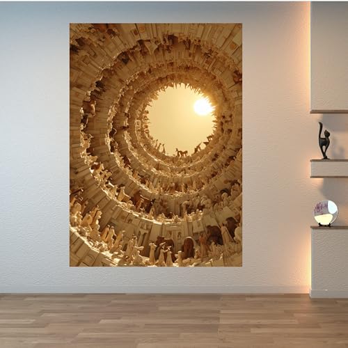 Toile sculpturale tunnel art surréaliste en spirale 70x100cm - 3