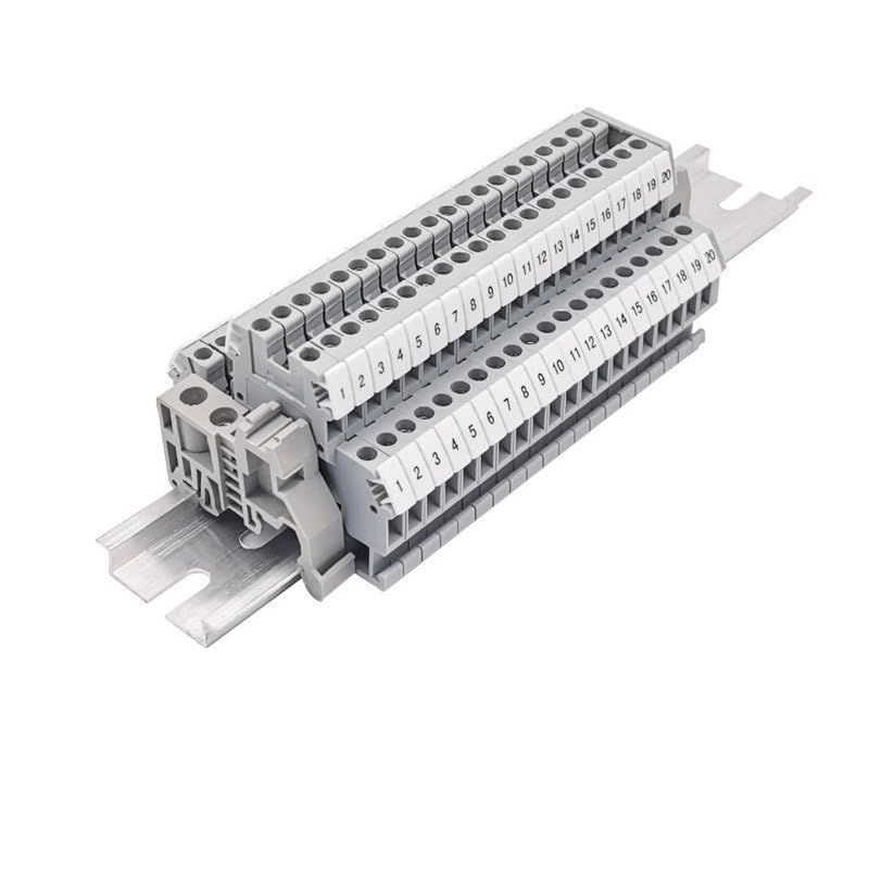 Borne de rail DIN double sortie 24A en PA66 gris isolant thermique pour armoire