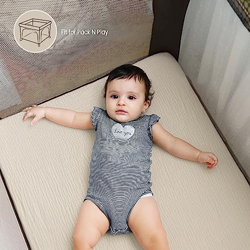 Image of lulumoon Mini Crib Sheets Muslin: Soft Cotton Fitted Mini Crib Mattress Sheets for Boys and Girls 2Pack (Navy & Cream, Mini Crib)