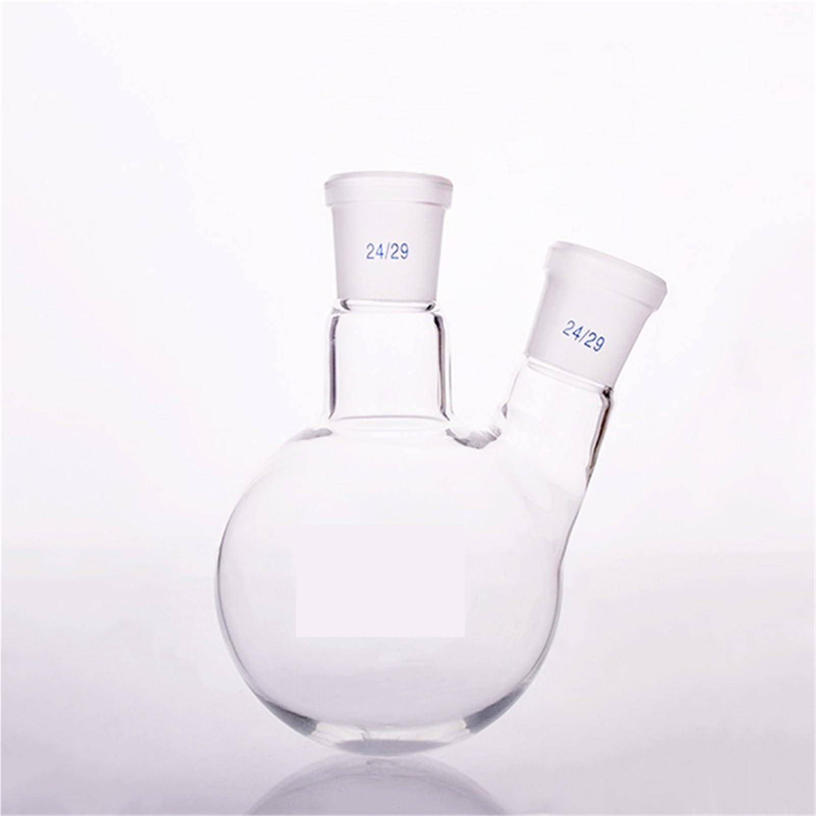 Matraz aforado de borosilicato, Matraz de destilación de Vidrio de Laboratorio de Fondo Redondo de Doble Cuello, Inclinado/Recto, de 50 ml a 2000 ml, 1 Unidad(50ml 24x24)
