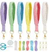 Amazon.com: INFUNLY 8 Sets Macrame DIY Wristlet Keychain Kits with ...