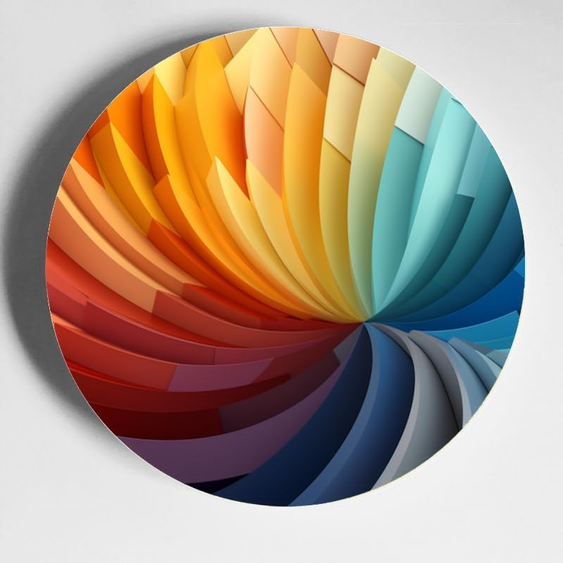 Rainbow 10-inch Ceramic Plate for Wall Display or Tabletop, with Stand & Hook DP-78768084