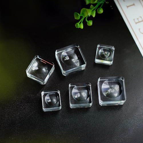 Image of ZEERSHEE 6 Pack Square Crystal Display Bases for 3D Laser Balls 6pcs Glass Stands for Crystals Resin Acrylic Art Home Decoration(1.3'' /1.1'' /0.9'')
