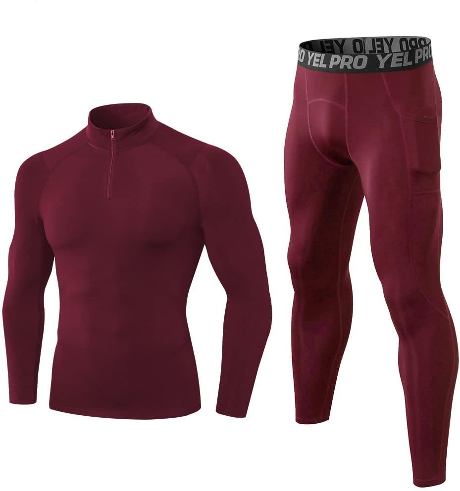 Mendove Men's Thermal Underwear Set Winter Base Layer Sport Long Johns Top & Bottom Suit with Fleece Lined