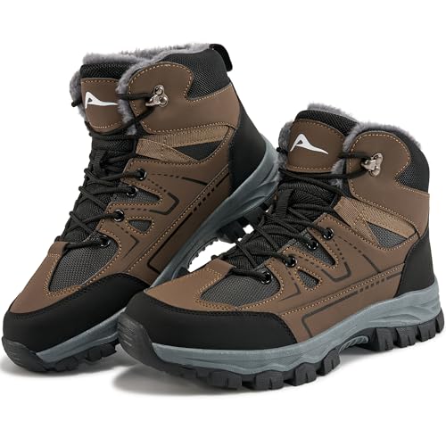 Ablanczoom Snow Boots for Men Winter Warm Fur Lined Waterproof Anti Slip Outdoor Work Camping