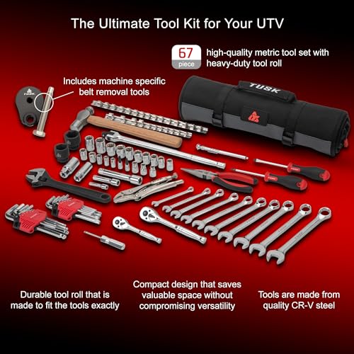 Tusk UTV Tool Roll Kit with Belt Removal Tools Compatible with Can-Am Maverick X3 X RS Turbo RR Smart-Shox 72 Inch 2021-2024/X3 DS Turbo 64 Inch 2021-2025
