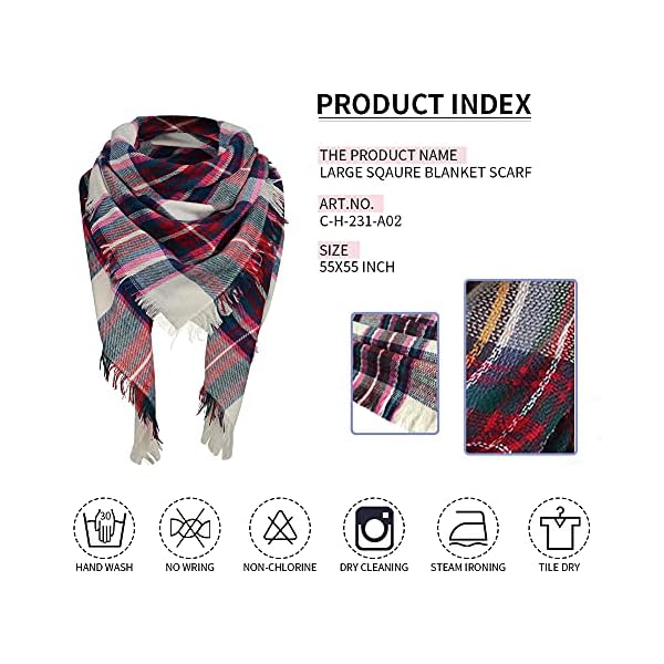 Women's Plaid Blanket Scarf Winter Warm Scarf Soft Chunky Large Wrap Shawl Scarves - Image 5