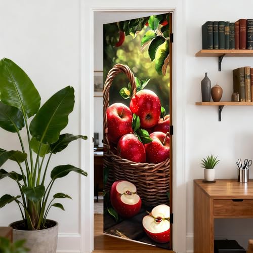 Image of Nuxovilar Apple Basket Door Stickers Peel Stick PVC 30.3x78.7 in