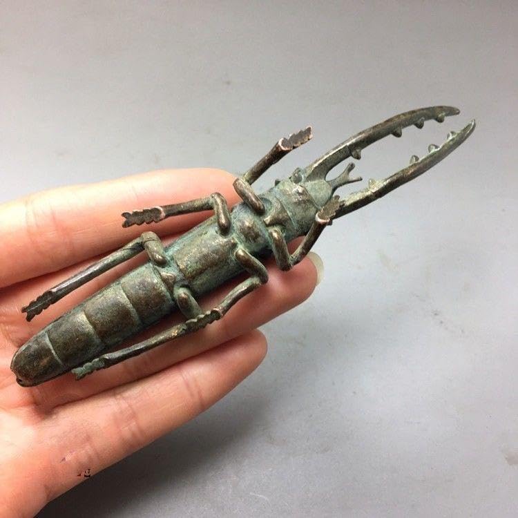 Amazon.co.jp: 銅 細工 水牛昆虫ビートル 茶寵 文鎮 筆架 銅製品 工芸