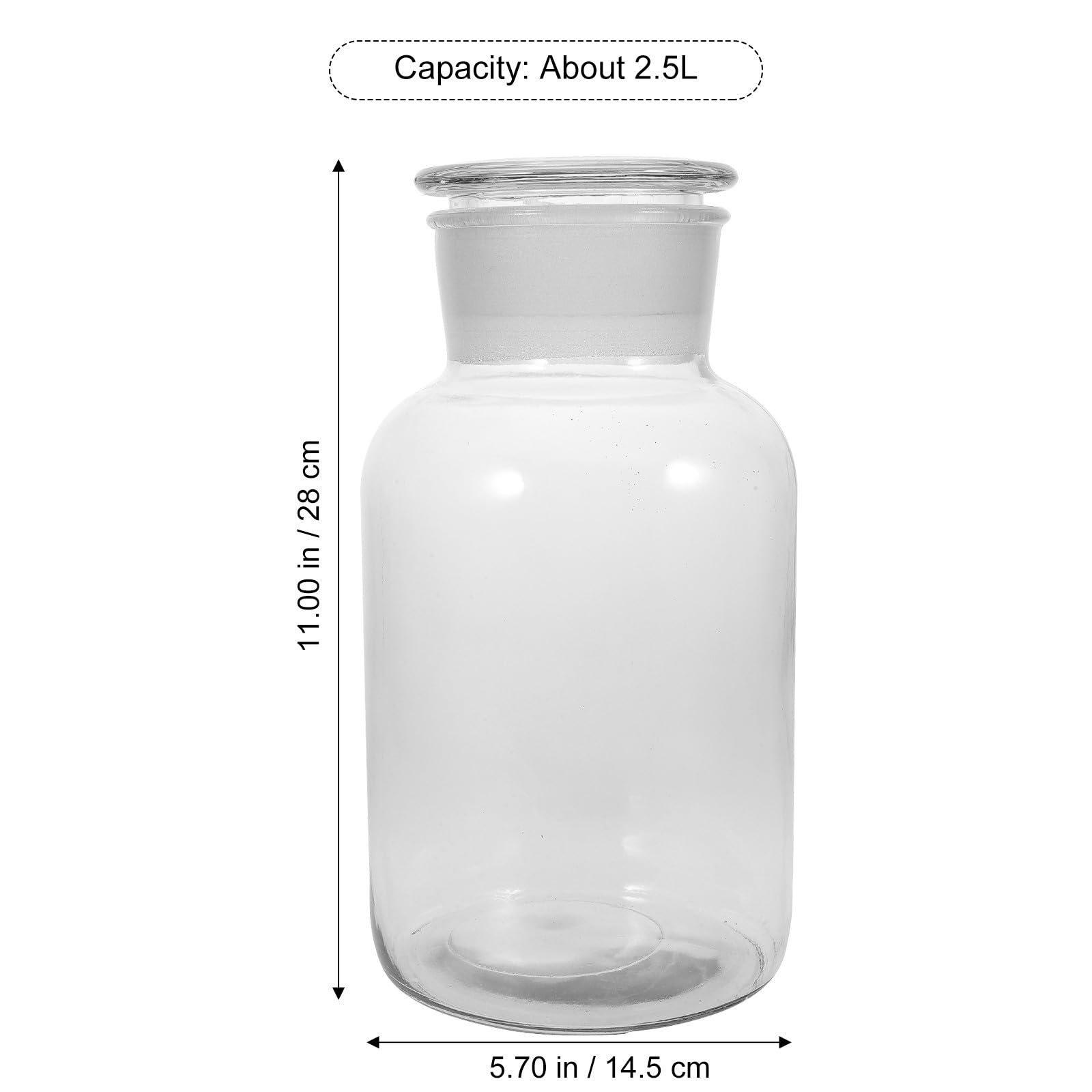 Großes Glas Vorratsglas 2, 5l, Luftdicht Verschließbar für Gewürze | Borosilikatglas, Breite Öffnung zum Einfachen Befüllen, Passend für Pfeffer und Andere Kleine Vorräte
