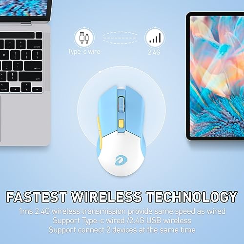 Image of DAREU EM901X Wireless Gaming Mouse with Charging Dock Rechargeable RGB,12K DPI,7 Programmable Buttons High-Precision Sensor [300IPS] [1000Hz] for PC Notebook Mac