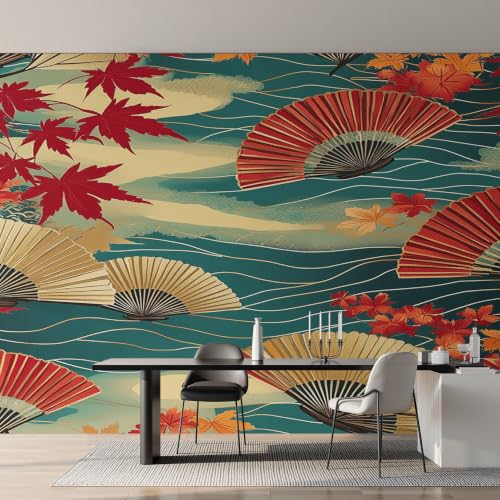 Fresque murale intissé salon au design japonais raffiné