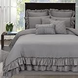 Homechoice Decor 8-Piece Dark Gray Farmhouse Ruffled Comforter Set, Queen Boho Bed Set for Guest Roo