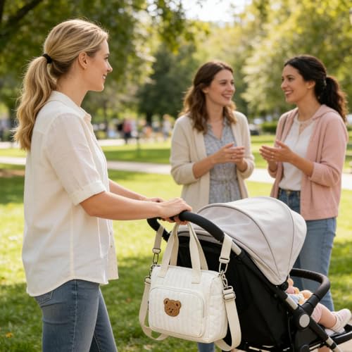 Bolsa de pañales de hombro ideal para paseos al parque, compras o viajes con tu bebé 3