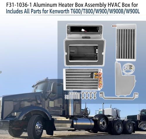 F31-1036-1 F31-10361 Aluminum AC Heater Box Assembly Fit for Kenworth T600/T600B/T660/T800/W900/W900B/W900L Includes All Parts Air HVAC Box Replace# K1425351, TE6260J2, F31-1064-11112
