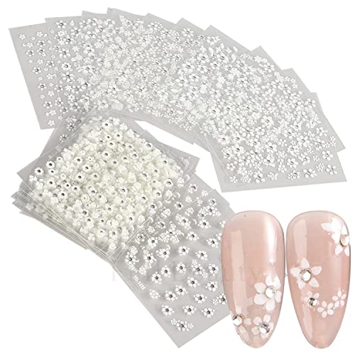 30 Sheets Flower Nail Stickers 3D Embossed Engraved Nail Decals Rhinestone Nail Decals Spring Summer Nail Art Stickers for Gel Nails Self-Adhesive Nail Art Supplies for Women Manicure Decorations - Image 5