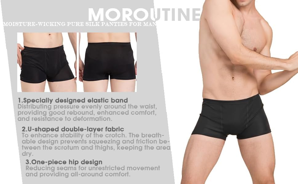 Men's Silk Boxer Briefs Underwear Breathable Moisture-Wicking Pure Silk Panties for Man - Image 4