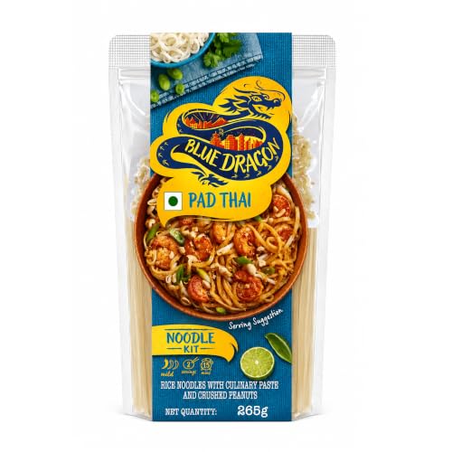 Image of Blue Dragon Pad Thai Noodle Kit, 265g | Authentic Imported Thai Meal Kit | Includes Premium Rice Noodles, Sauce & Crushed Peanuts | Restaurant-Style at Home | Ready in 15 Minutes | Vegan | Serves 2