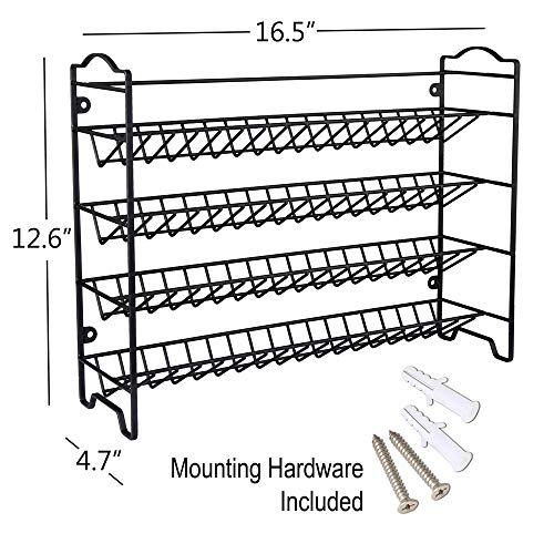 Swommoly Spice Rack Organizer With 36 Empty Square Spice Jars, 396 Spice Labels With Chalk Marker And Funnel Complete Set, For Countertop, Cabinet Or Wall Mount, Black #TOP4