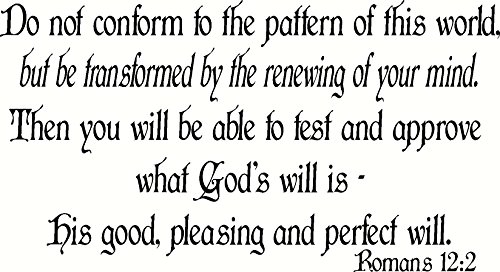 Romans 12:2 Wall Art, Do Not Conform to the Pattern of This World, Transformed By the Renewing of Your Mind, Test and Approve What God's Will Is, Good, Pleasing Perfect, Creation Vinyls