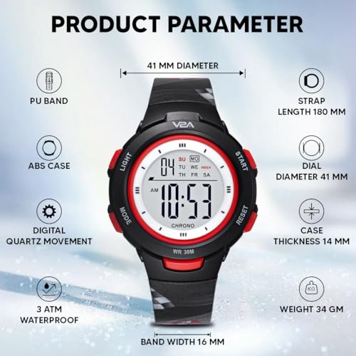 Image of V2A Kids Watch - Waterproof Multi-Functional Digital Sports Watch for Ages 5-13, 30M Water Resistance, Gift for 5-10 Year Olds