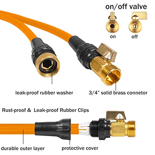 Expandable Garden Hose 100 Ft,Water Hose Lightweight Retractable Hose,High-Density Flexible Garden Hose With 10 Spray Modes Nozzle,3/4" Solid Brass Fittings For Watering,Easy To Store - Orange #TOP1