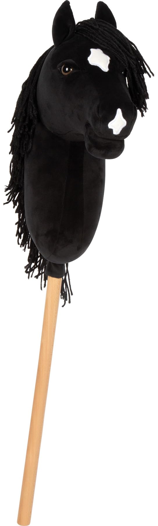 small Foot Hobby Horse schwarz „Eddie“, Steckenpferd mit abnehmbaren Holzstab und frisierbarer Mähne, inkl. Halfter, Trense & Führstrick, für Kinder ab 3 Jahren, 12716