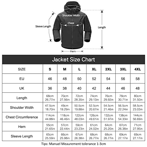 FREE SOLDIER Herren Winterjacke Military Softshell Jacken Outdoor Fleecefutter Winddichte Wasserdichte Jacke mit Kapuze Warme Taktische Jacken mit Mehreren Taschen für Jagdausflüge (Grau,2XL)