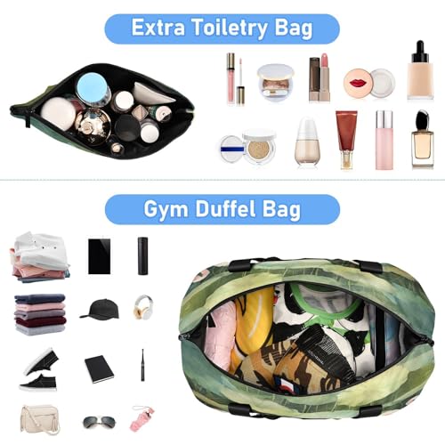 Flamingo Green Travel Duffel Bag for Women Men Gym Bag with Shoe Compartment Wet Pocket Carry On Weekender Overnight Bags for Hospital Gym Travel4