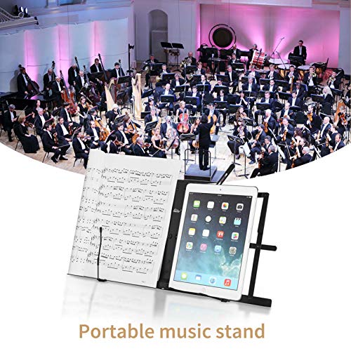 Image of Eastar ESMF-3 Tabletop Music Stand Table Top Adjustable Portable Desktop Sheet Music Stand Folding Foldable Desk Top Music Book Holder Lightweight with Carrying Bag, Black