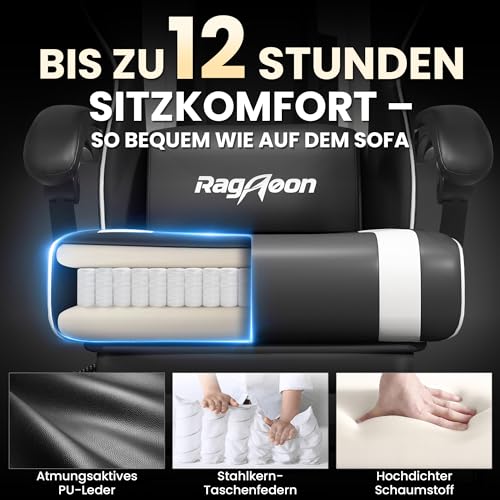 Riftracer Gaming Stuhl Chair Gamer Sessel - Ergonomischer Gamer Stuhl mit Fußstütze Kopfstütze und Lordosenstütz Höhenverstellbar… – Ansicht 4