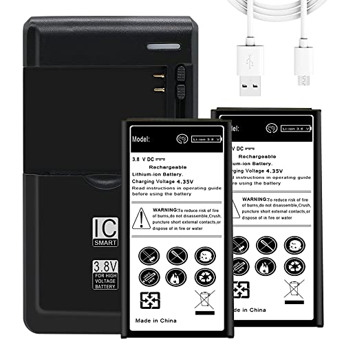 Large Power Boosting 2X 2900mAh Replacement EB-BG750BBE Battery Universal Dock Wall Charger USB Cable Connector Compatible with Samsung Galaxy Mega 2 SM-G750A G7508 G750F Phone