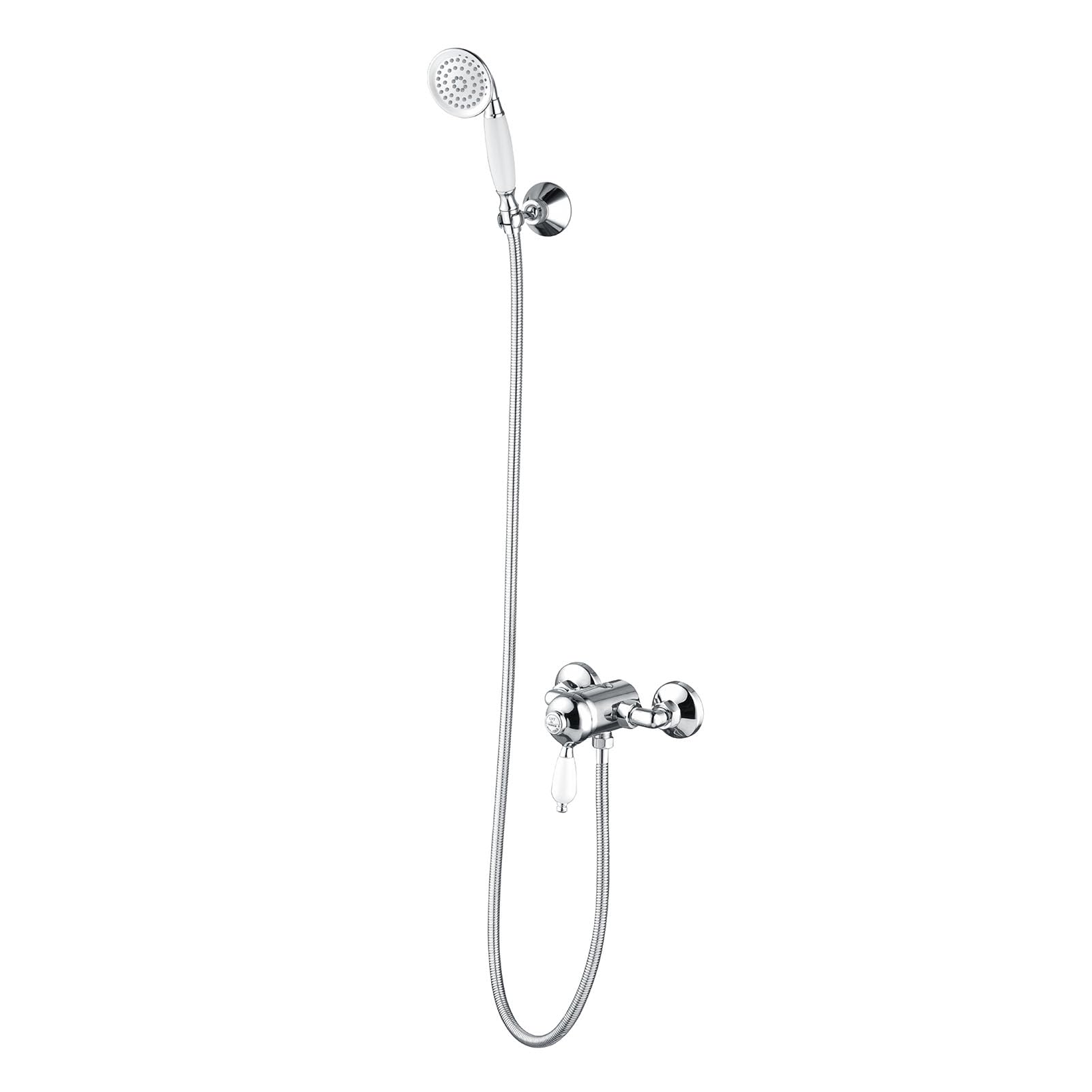 Kit de douche rétro avec robinet de douche mural chrome de qualité L - 8