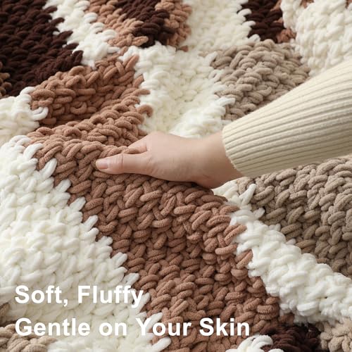 Image of #6 Super Bulky Blanket Yarn for Crocheting - 4 Skeins(Each 10.5oz /300g, 220yds /201m), Chunky Chenille Thick Plush Big Soft Yarn for Crocheting Knitting Blankets, Khaki