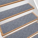 DailyCuddles Stair Treads for Wooden Steps 4 PCS - 8’’ x 30’’, Non Slip Stair Runner, Machine Washable Stair Rugs Strips for Kids Pets and Elderly, Indoor Carpet for Stairs (Grey)